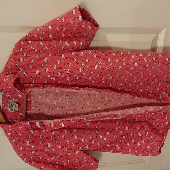 Original Penguin Collared Button Up Flamingo Print Top 14-16Y - Picture 1 of 6
